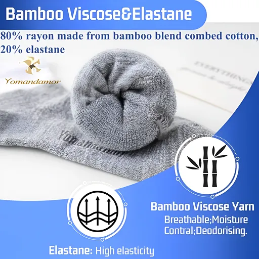 Gray medical socks of bamboo viscose blend showing breathability, elasticity and deodorizing properties