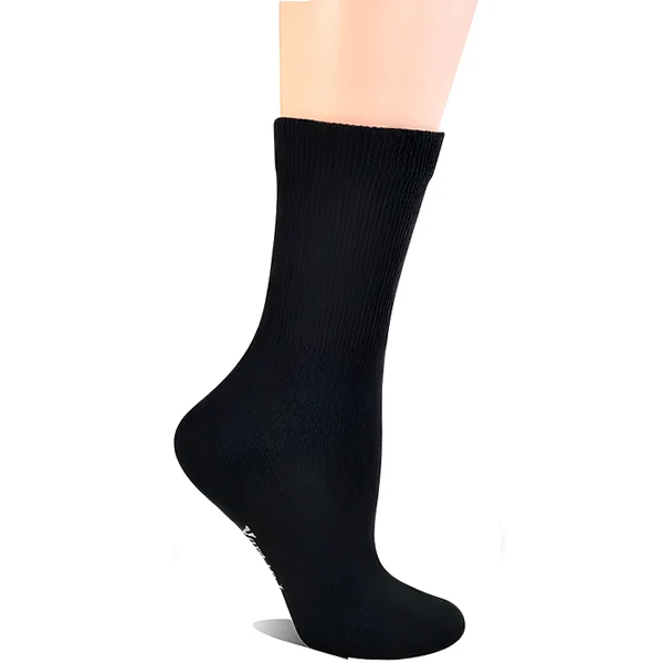Five pairs of women's crew dress socks with cushioned soles and seamless toes